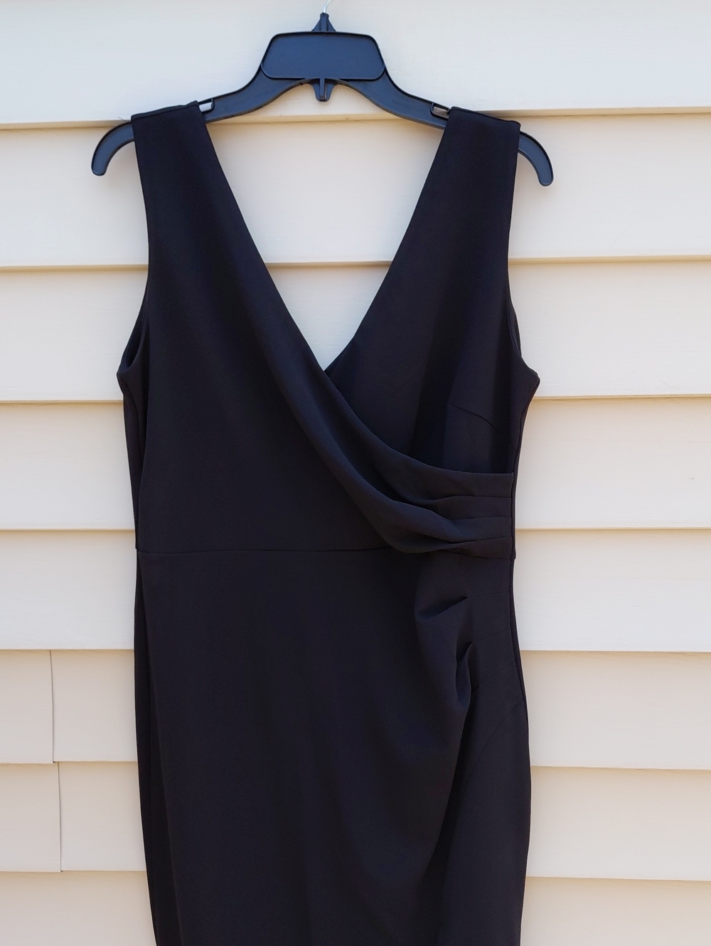 WOOSEA Women's Black Maxi V-Neck Evening Cocktail Dress with Side Slit Size XL